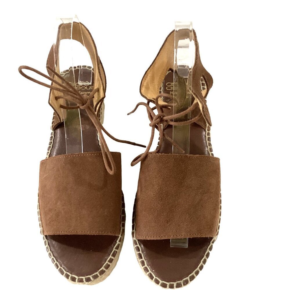 ANDRE Assous Women’s Brown Sandals Handsewn in Spain  Suede  Size 40 US 9